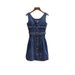 ELLE SP Home 2025 Early Spring New Fashion Retro Sweet Cool Elegant Waist-Cinching Short Puffy Denim Vest Dress For Women_mkmklike.com