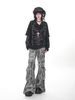 Vintage Heavy Washed Denim Pants – High-Waisted Wide-Leg Jeans For Women (Distressed Gray, Non-Stretch, Button Fly, Utility Pockets, Fall Streetwear)_mkmklike.com