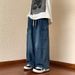 Men's Trendy Hong Kong Style Multi Pocket Cargo Jeans Loose Fitting Wide Leg Trousers Spring Autumn Versatile Casual Pants_mkmklike.com