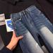Men's Clothing Cleanfit Black Splatter Wash Flared Jeans High Street Vibe Straight Leg Pants_mkmklike.com