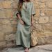 Women's Clothing Cotton and linen yarn-dyed striped long dress_mkmklike.com