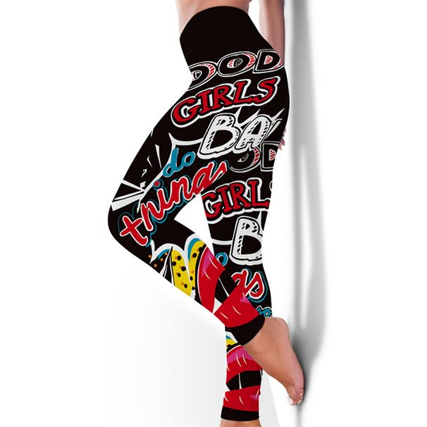 Women's fitness high-elastic sweat-absorbent digital printed GIRLS leggings high-waist slim yoga pants leggings_mkmklike.com