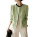Women's Clothing Wool tweed autumn short candy green tops _mkmklike.com