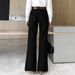 Black Wide Leg Straight Leg Jeans for Women Loose Fit Slimming Cotton Denim Casual Spring/Autumn Summer Independent Website_mkmklike.com
