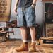 Men's Clothing Retro Fashion Side Pocket Workwear Style Loose Fashion Denim Shorts_mkmklike.com