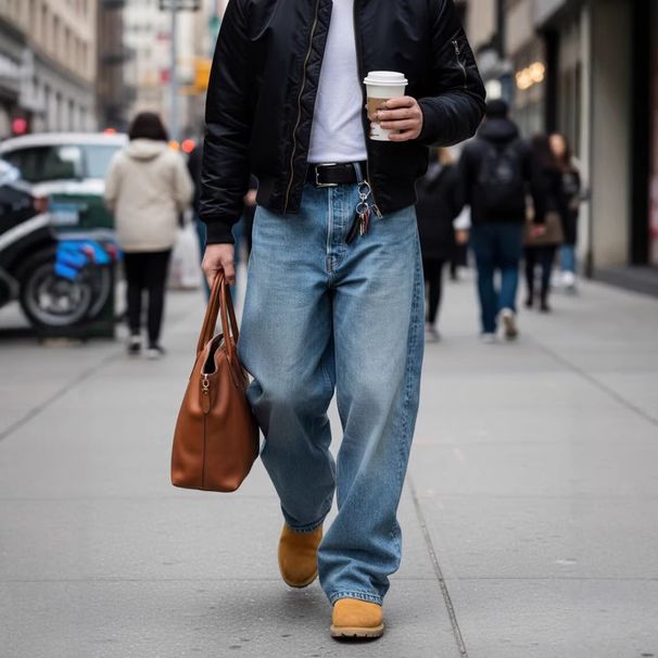 Men's High Street Style Loose Fit Jeans Midweight Straight Leg Pants Casual Wide Leg Jeans_mkmklike.com