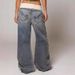 Men And Women's Straight Loose Fit Casual Jeans Retro Street Washed Distressed Blue Denim For Unisex_mkmklike.com