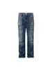 Unisex Distressed Straight-Leg Jeans – Hand-Painted Washed Denim With Artisan Rips (Dark Blue, 30-36)_mkmklike.com