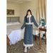 Chicco Autumn Winter Fleece-Lined Thickened Warm Denim Fashion Retro Patchwork Furry Coat Plus Size Skirt Two-Piece Set_mkmklike.com