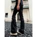 Men's Retro Lace-Up Black Stretch Cargo Jeans - High-Waisted Slim Fit Bootcut Pants For Spring & Summer_mkmklike.com