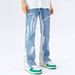 Men's Clothing Simple And Versatile New Style Stitching High Waist Zipper Trendy Jeans_mkmklike.com