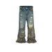 Men's Clothing Distressed Hole Design Men's And Women's Jeans Flared Wide Leg Pants_mkmklike.com