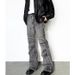 Men's High Street Grey Distressed Slim Fit Bootcut Jeans - Stretch Comfort & Urban Style (S-5XL, Black-Grey)_mkmklike.com