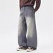 Vintage Scythe-Cut Baggy Jeans For Men & Women – High Street Fashion Washed Denim Pants, Oversized Fit, 100% Cotton, No Stretch, Grey_mkmklike.com
