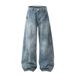 American Style Curved Knife Jeans Men's 2025 Summer New Washed Slimming Straight Wide Leg Casual Pants_mkmklike.com