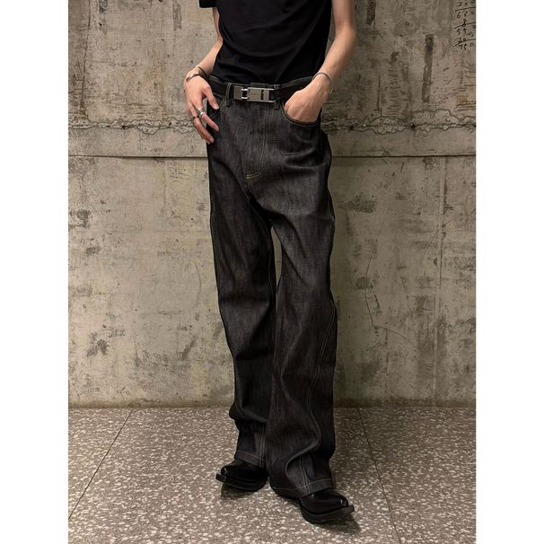 13oz Raw Denim Bootcut Jeans – Classic Straight-to-Flare Pants With Embroidered Details (S-XL, 100% Cotton, Office-to-Night Out Staple)_mkmklike.com