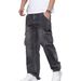 Men's Clothing Cool And Retro Multi Pocket Cargo Jeans, Spring And Autumn Style, Loose Straight Leg Casual Trousers._mkmklike.com