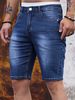 Men's Slim Fit Stretch Denim Shorts - Summer Fashion In Navy Blue, Black & More (5-Pocket Style)_mkmklike.com