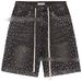 Men's Rhinestone Cross Design Denim Shorts, Retro Hip Hop Streetwear Mid-Thigh Cargo Shorts For Summer, Stretch Polyester Casual Shorts_mkmklike.com