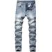 Men's Summer Thin Skinny Jeans Casual Trendy Mid-Waist Wide Leg Pants Non-Stretch Cotton Black Gray Blue Long Fit Jeans_mkmklike.com