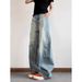 Men's Summer High Quality Ripped Straight Leg Jeans Loose Fitting Casual Retro Trendy Wide Leg Trousers_mkmklike.com