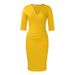 Women's Clothing women's V neck temperament hip hugging Tongle dress_mkmklike.com