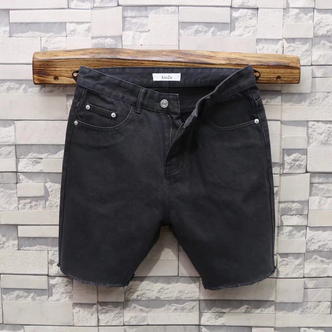 Retro Japanese Style Loose Straight Leg Denim Shorts Korean Trend Casual Pants Hong Kong Style for Trendy Men 2026_mkmklike.com