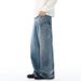 American High Street Washed Faded Loose Jeans For Men Cleanfit Pocket Design Cargo Wide Leg Pants_mkmklike.com