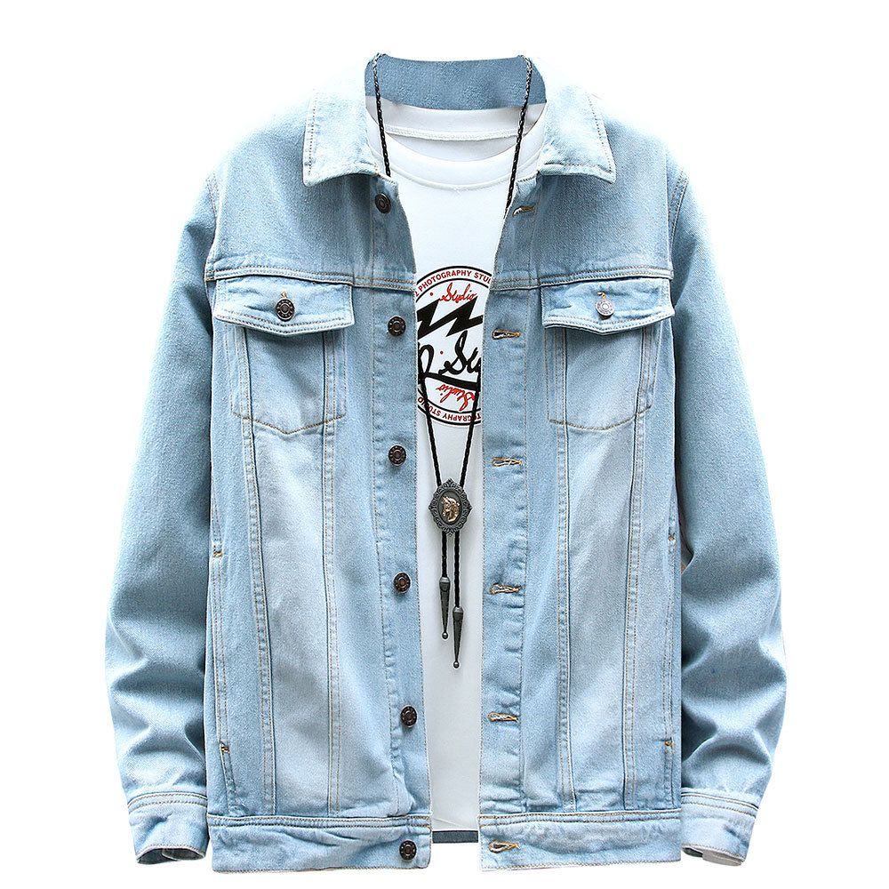 Spring Autumn Casual Washed For Men, Stylish And Versatile Denim Shirt, Workwear, Double Pocket Jacket_mkmklike.com