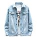 Spring Autumn Casual Washed For Men, Stylish And Versatile Denim Shirt, Workwear, Double Pocket Jacket_mkmklike.com