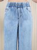 Light Blue Washed Soft Denim Wide Leg Pants High Waisted Elastic Drawstring Hip Covering Slimming Casual Long Trousers for Women_mkmklike.com