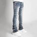 Men Denim Fashion Individualistic Straight-leg Men Trousers European And American Fashion Elastic Pearl Denim Layered Long Pants_mkmklike.com