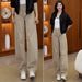 Clair Khaki Simple Straight-Leg Jeans For Women 2025 Autumn Winter Thickened High-Waisted Loose Slimming Versatile Scimitar_mkmklike.com