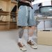 Men's Summer Five Point Denim Shorts Blue Versatile Simple Korean Style Trendy Non Stretch Mid-Length Youth Pants_mkmklike.com
