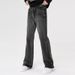 Nordmann Black And Gray Jeans For Men With Distressed Heel, Loose Straight-Leg American Retro Versatile Casual Pants_mkmklike.com