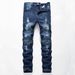 Men's Stretch Skinny Jeans High Street Fashion Slim Fit Denim Pants Casual Wear Ripped Zipper Details_mkmklike.com
