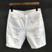 Men's Clothing Version Street Fashion White Ripped Denim Shorts Men's Casual Trend Summer Scratched Beggar Five Points_mkmklike.com