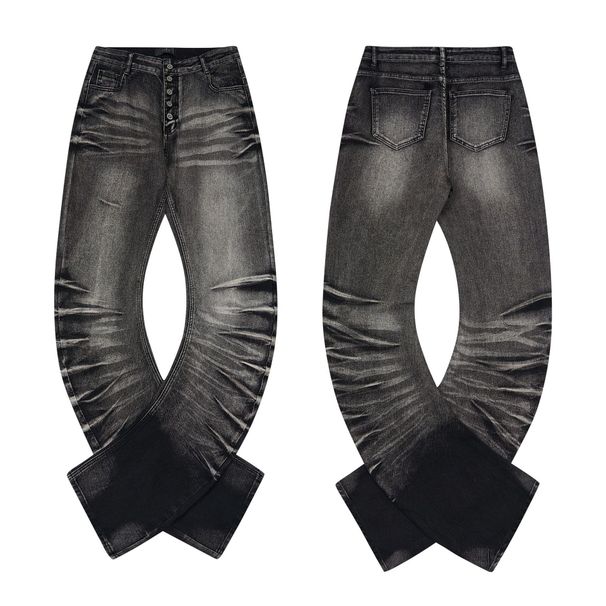 Men's Clothing Ripped Washed 3D Whiskers Cut High Stretch Matte Washed Stretch Slim Fit Jeans With Cat Whisker & Tapered Leg For Casual Comfort_mkmklike.com