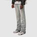 Laike Men's Rhinestone Embellished Stretch Denim Jeans, Straight Leg Casual Pants For Streetwear Fashion_mkmklike.com
