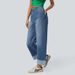 2025 Spring New European and American Cross border Fashion High waist Trousers Hem Straight Jeans Women's Casual Wide leg Pants_mkmklike.com