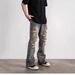 Men's Style Ripped Jeans High Street Tapered Trousers Trendy Embroidered Patched Versatile New Blue For Spring_mkmklike.com