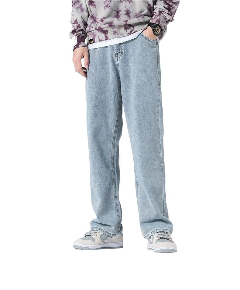 Men's Loose Straight Leg Jeans Style Elastic Waist Dropshipping_mkmklike.com