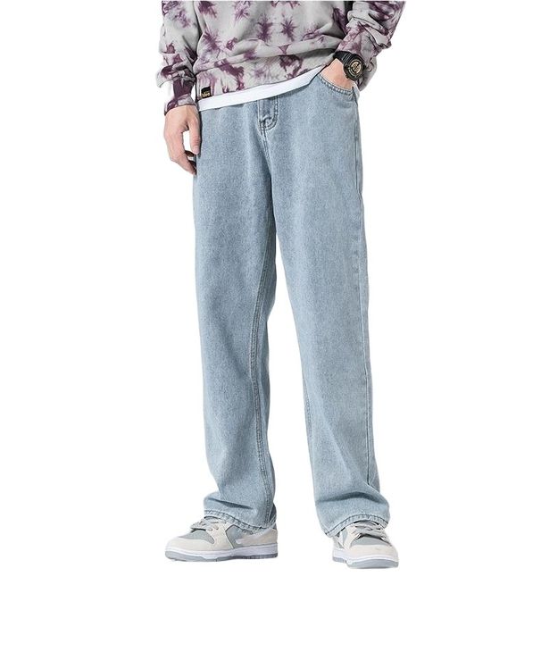 Men's Loose Straight Leg Jeans Style Elastic Waist Dropshipping_mkmklike.com