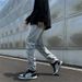 Men's Clothing High Street Style Ripped Jeans Summer Slim Fit Skinny Trousers Casual Straight Pants_mkmklike.com