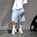 Men's Hip-Hop Graffiti Denim Shorts - Distressed Fringe 5-Inch Casual Streetwear Shorts AAA_mkmklike.com