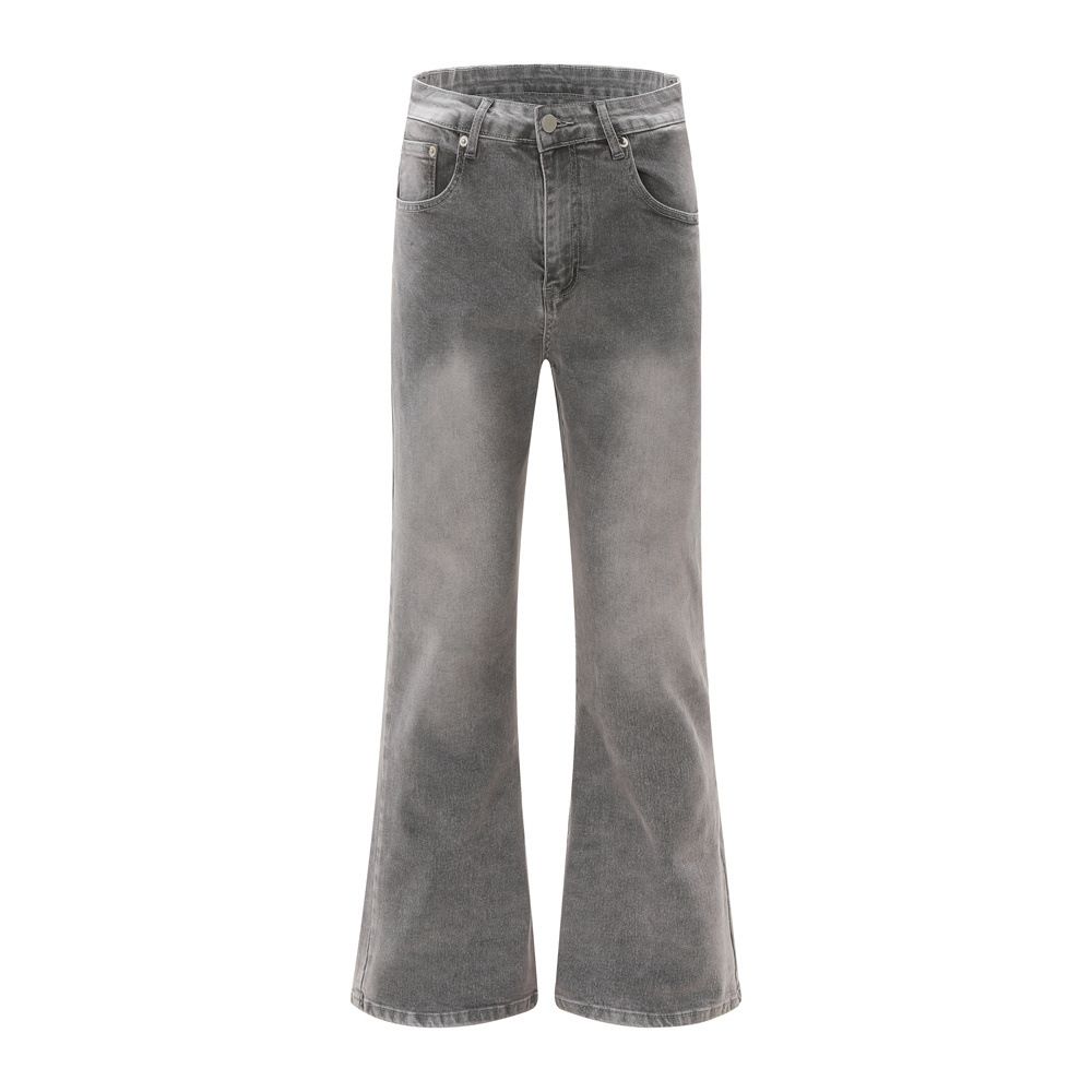 Washed Vintage Denim Flared Men's Hippie Trend Loose Casual Wide-Leg Trousers Basic Versatile Floor-Length Pants_mkmklike.com