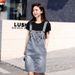 Fashion Denim Two-Piece For Women's 2025 Summer New A-Line Skirt, Anti-Aging And Stylish Suspender Dress Set_mkmklike.com