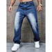 Men's Straight Fit Jeans - Soft & Comfortable Stretch Denim Pants Casual (Light Blue, Dark Gray, Royal Blue, Ink Black, Peacock Blue, Sky Blue)_mkmklike.com