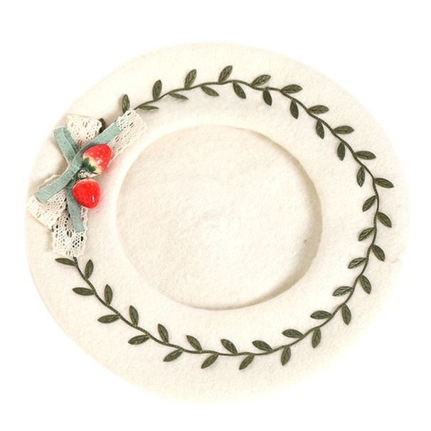 Hot Sale Fashion Bowknot Octagonal Strawberry Green Leaf Winter Casual Classy Painter Hat Wild for Street Dropship_mkmklike.com