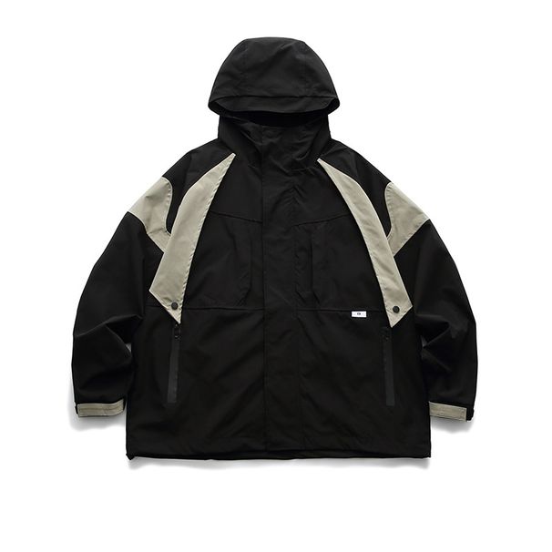 Nanxia Disguise 2023 Spring Color Block Stitching Decorative Hooded Jacket Japanese Retro Loose Coat For Men_mkmklike.com